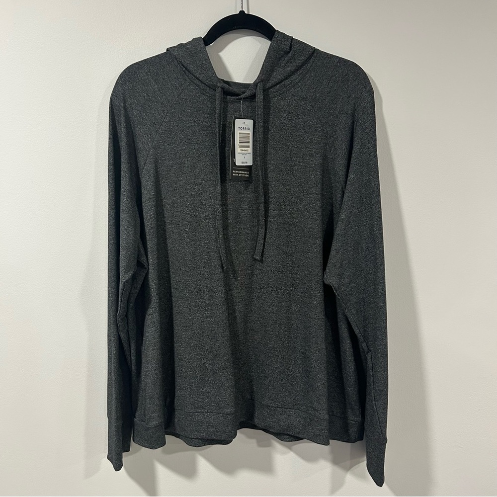 Torrid Surplice Back Crop Hoodie Sweatshirt Dark Gray Size 3 - 22/24 - 3X